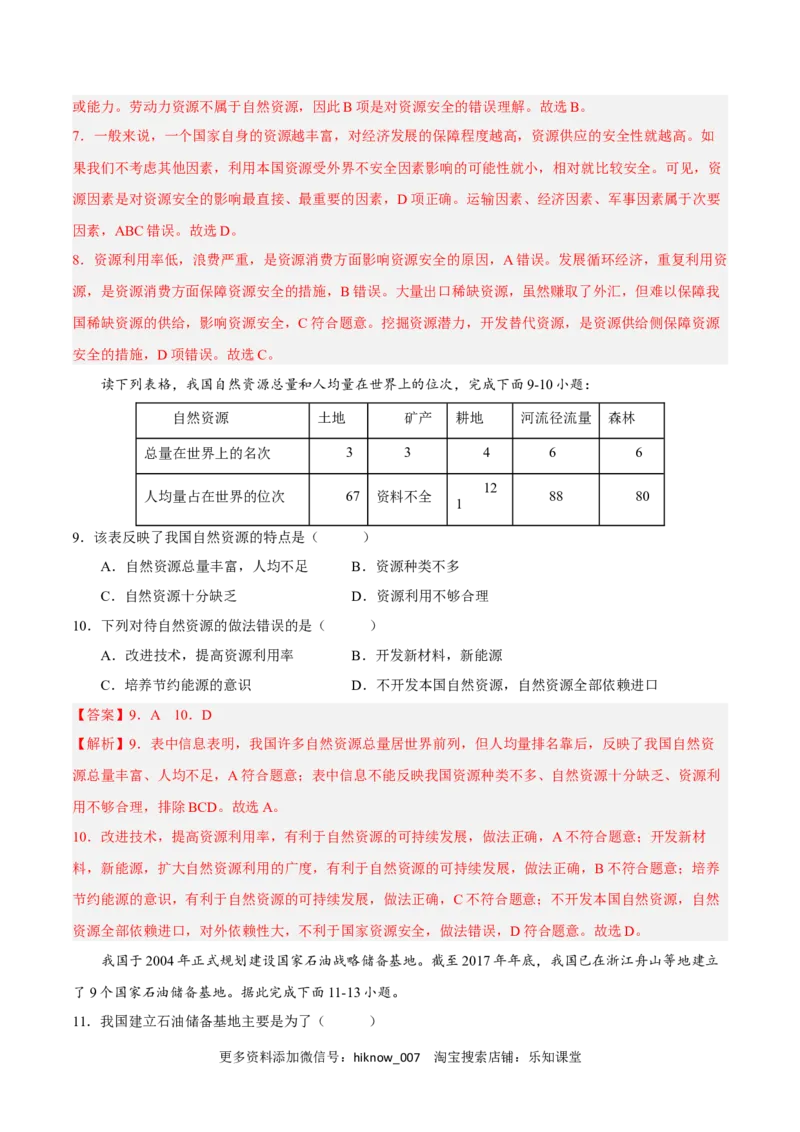 第二章资源安全与国家安全（A卷&bull;单元考点）-2022-2023学年高二地理上学期同步单元卷（人教版2019选必三）（解析版）_E015高中全科试卷_地理试题_选修3_1.单元测试