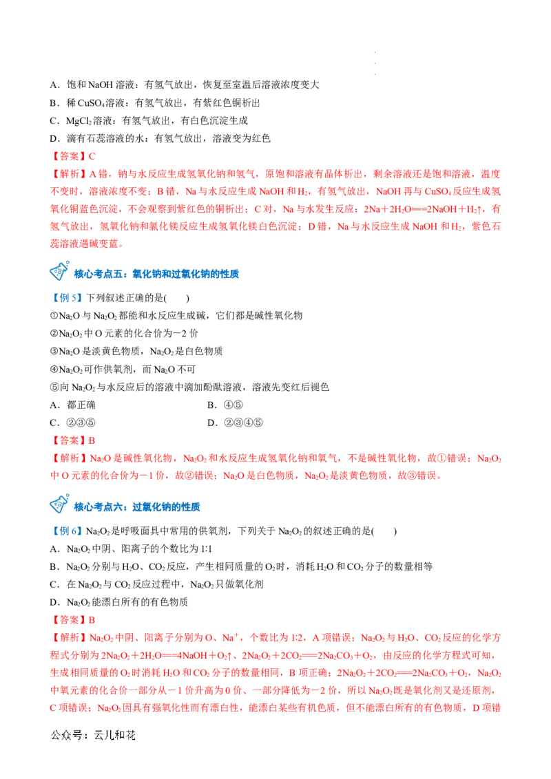 第06讲&nbsp;钠及钠的氧化物（解析版）_2024-2025高一（7-7月题库）_2024年7月试卷_0708暑假自学课2024年新高一化学暑假提升精品讲义