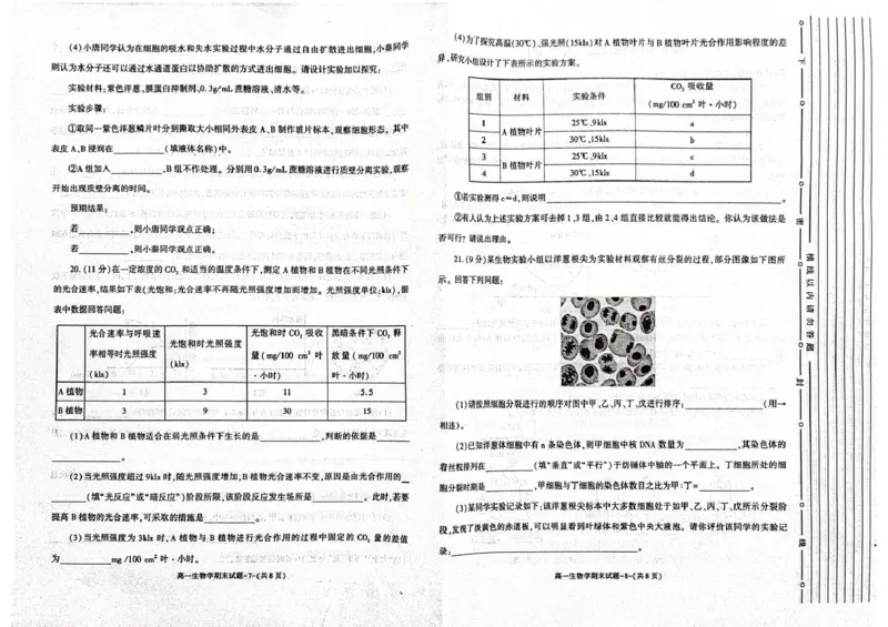 陕西省西安市新城区2024-2025学年高一上学期1月期末考试生物PDF版含答案_2024-2025高一（7-7月题库）_2025年03月试卷_0305陕西省西安市新城区2024-2025学年高一上学期1月期末考试