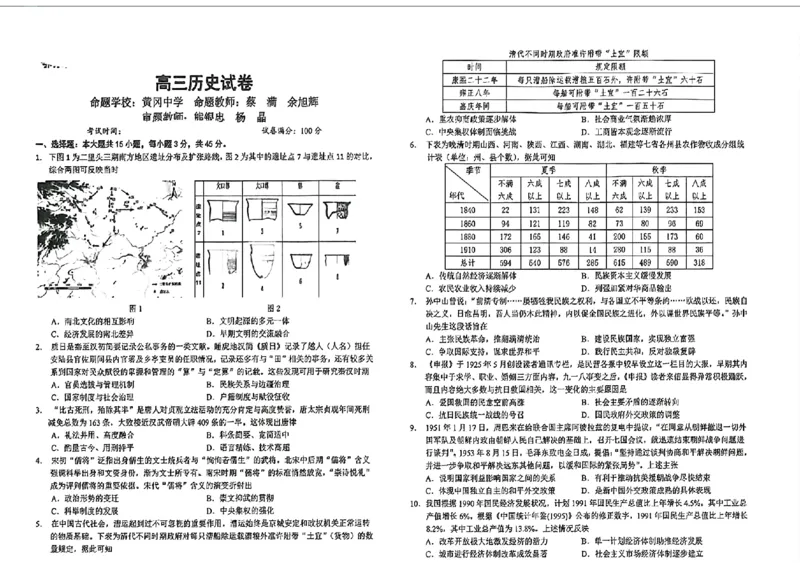 湖北省鄂东南省级示范联盟学校2024年高三5月第一次联考(一模）历史试题_2024年5月_01按日期_11号_2024届湖北省鄂东南省级示范联盟学校高三下学期5月第一次联考(一模