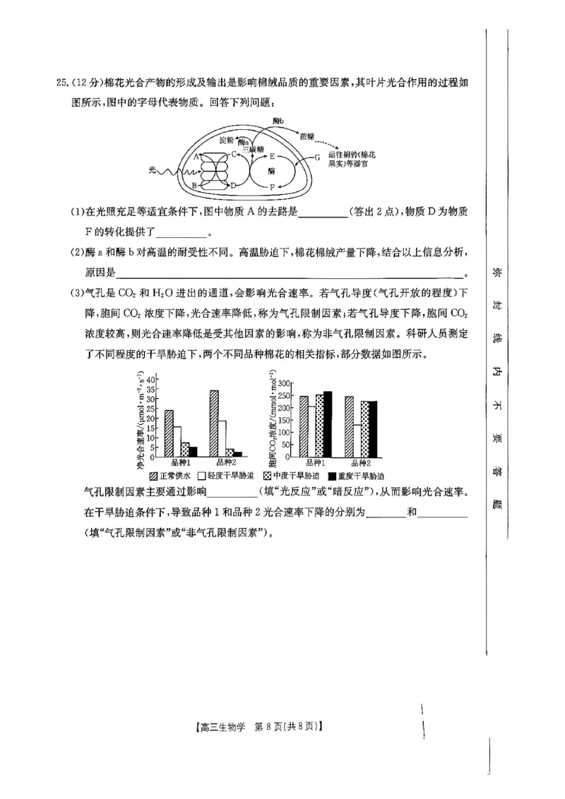2025届陕西省高三金太阳9月联考（25-37C）生物+答案_2024-2025高三（6-6月题库）_2024年09月试卷_09252025届陕西省高三金太阳9月联考（25-37C）