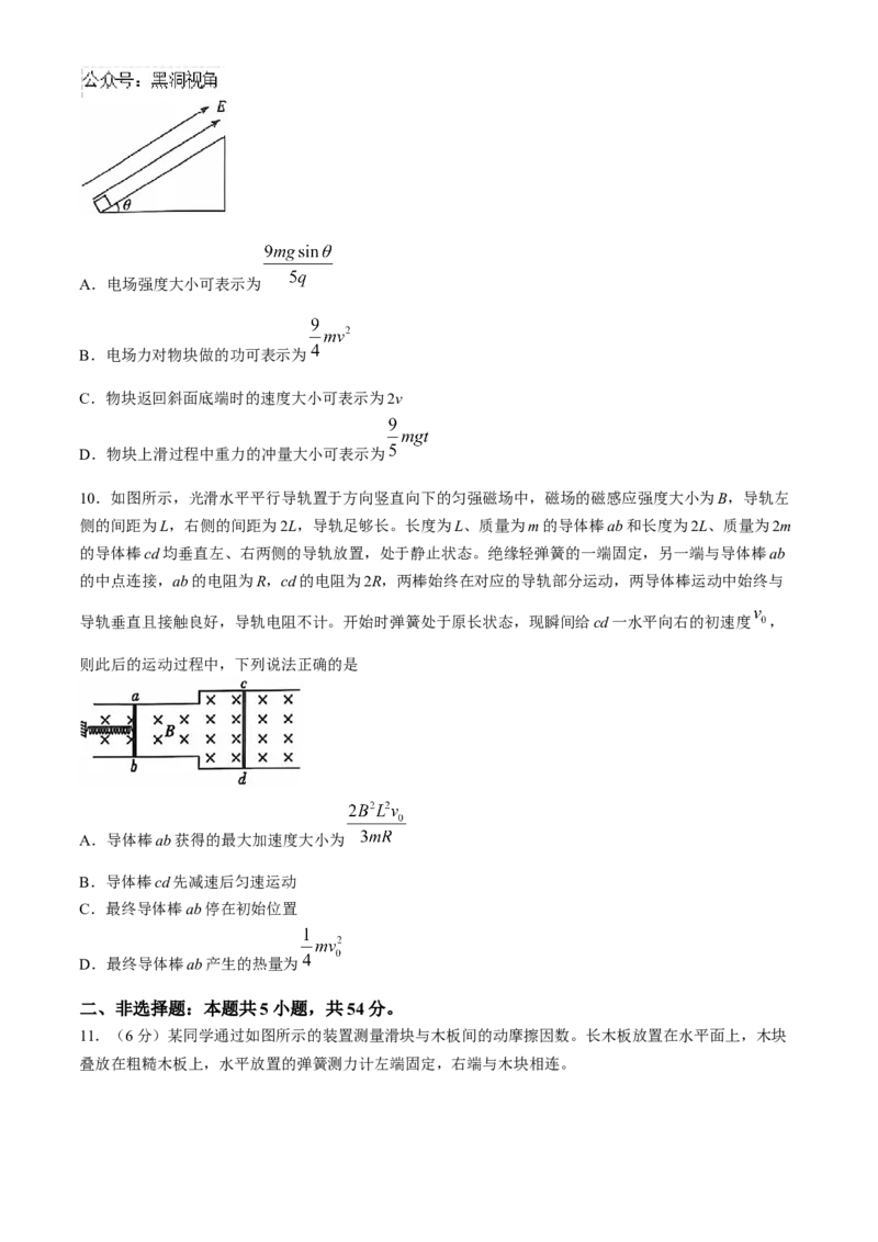 2025届高三10月大联考（新高考卷）物理试题（含解析）_2024-2025高三（6-6月题库）_2024年10月试卷_1018XKW2025届高三10月大联考（新高考卷）