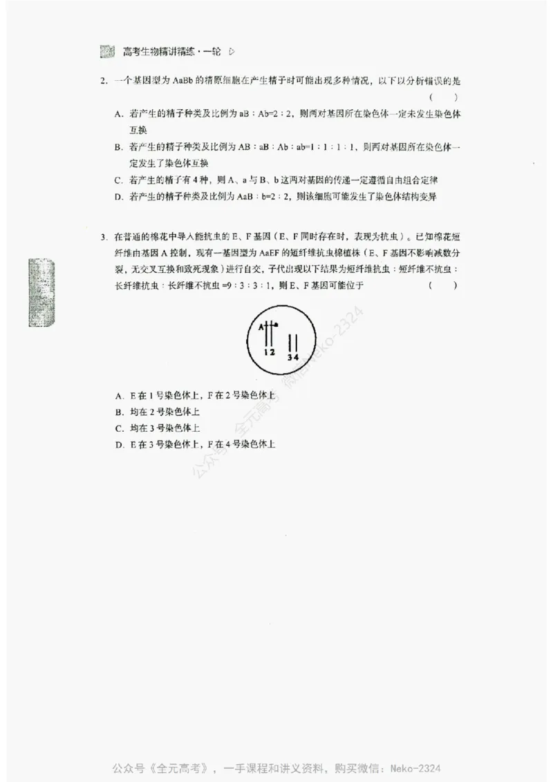 2024万猛生物精讲精练一轮_@_2024-2025高三（6-6月题库）_2024年09月试卷_万猛