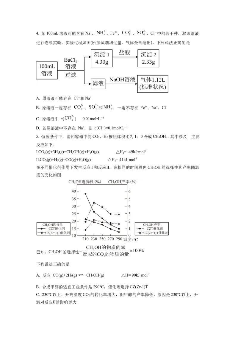 湖南省长沙市雅礼中学2022-2023学年高三下学期月考卷（六）化学试题（原卷版）_2024年2月_01每日更新_10号_2023届湖南省长沙市雅礼中学高三上学期第六次月考