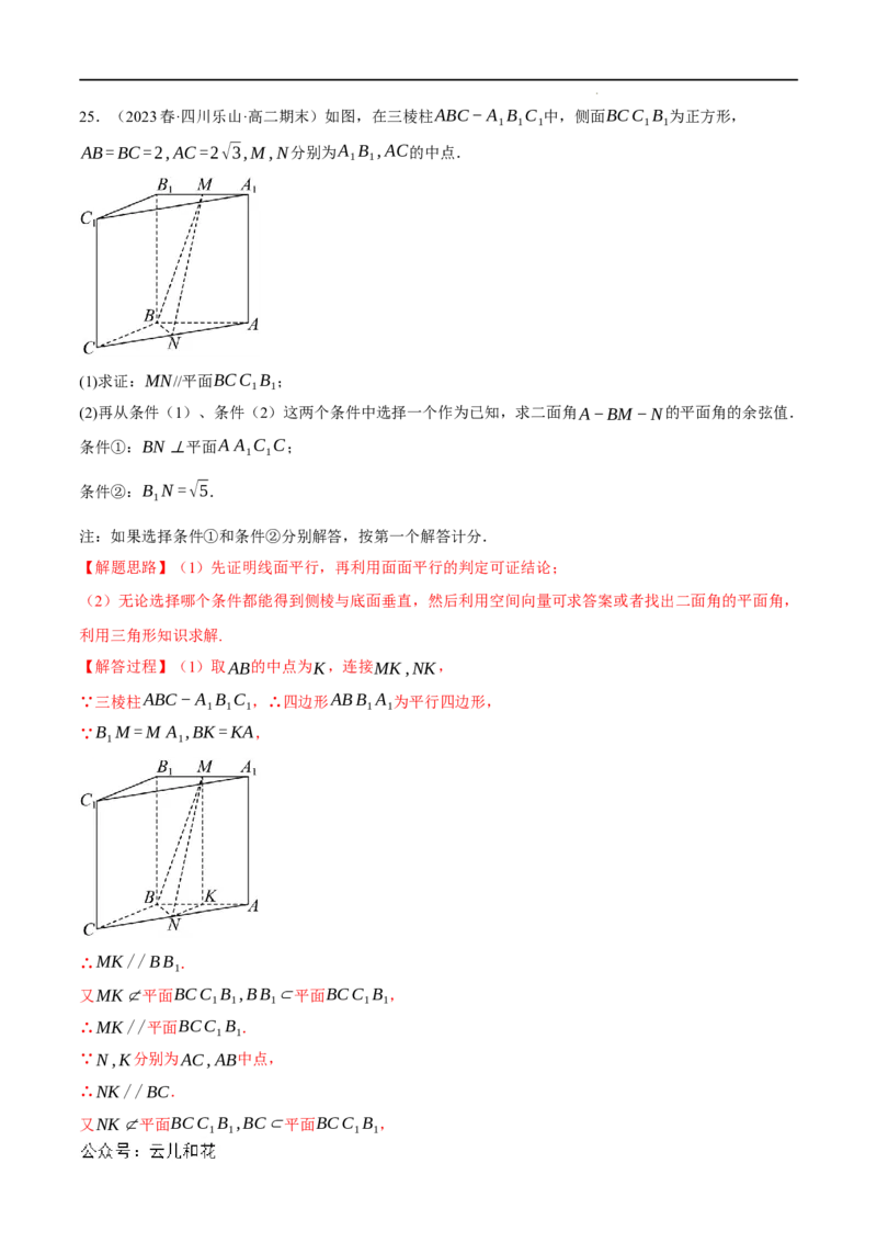 专题1.6空间角的向量求法大题专项训练（30道）（举一反三）（人教A版2019选择性必修第一册）（解析版）_2024-2025高二（7-7月题库）