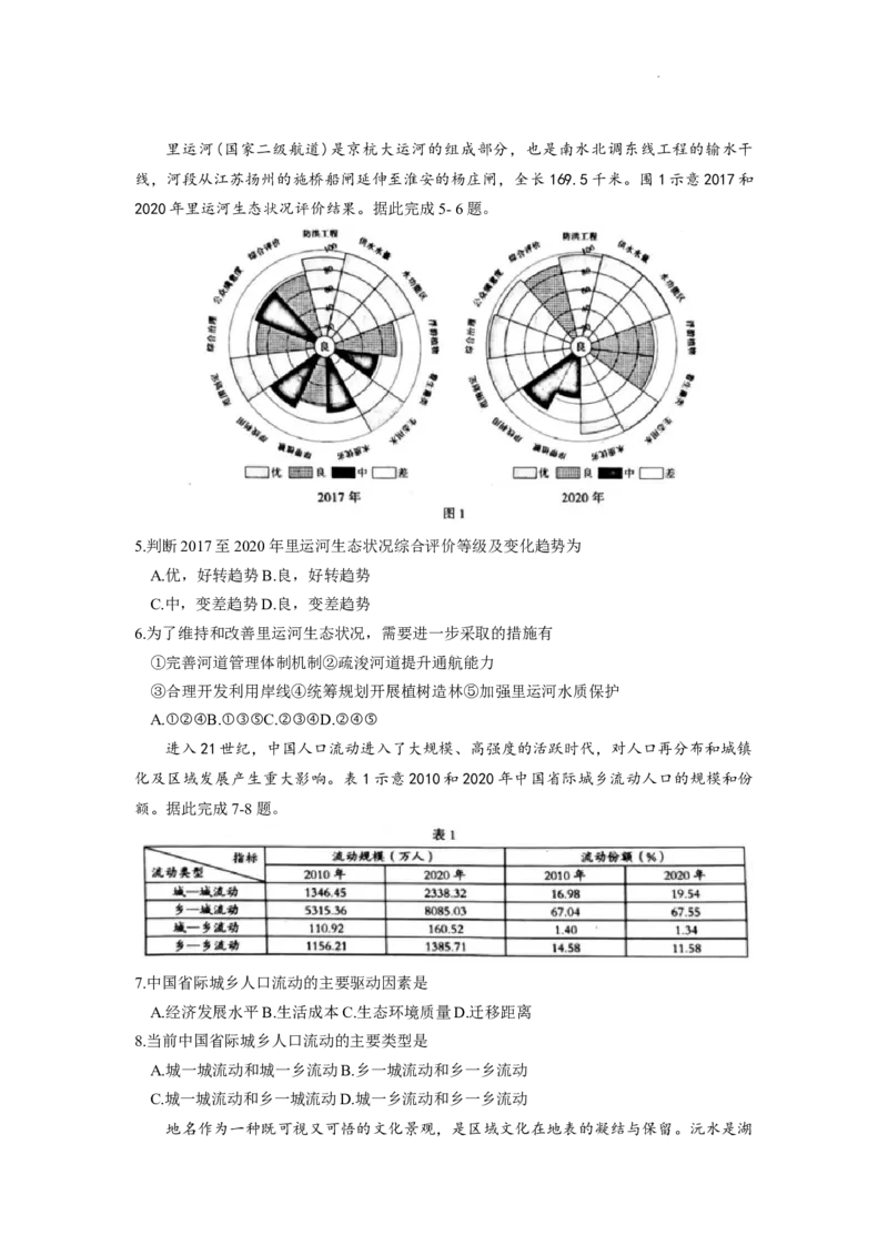 2024届河北省石家庄市普通高中学校毕业年级教学质量摸底检测地理(1)_2023年11月_01每日更新_23号_2024届河北省石家庄市普通高中学校毕业年级教学质量摸底检测