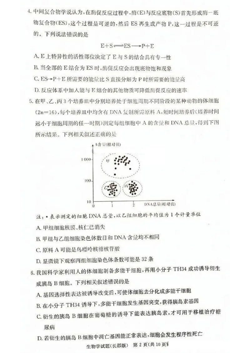 2025届湖南省&rdquo;炎德英才&ldquo;长郡中学高三10月月考-生物试卷+答案_2024-2025高三（6-6月题库）_2024年10月试卷_10072025届湖南省&rdquo;炎德英才&ldquo;长郡中学高三10月月考