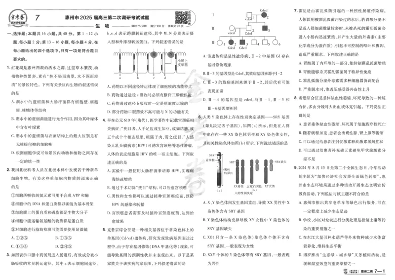 2025《金考卷&middot;特快专递&middot;第4期》生物-A3_2024-2025高三（6-6月题库）_2025年01月试卷_01012025《金考卷&middot;特快专递&middot;第4期》_生物