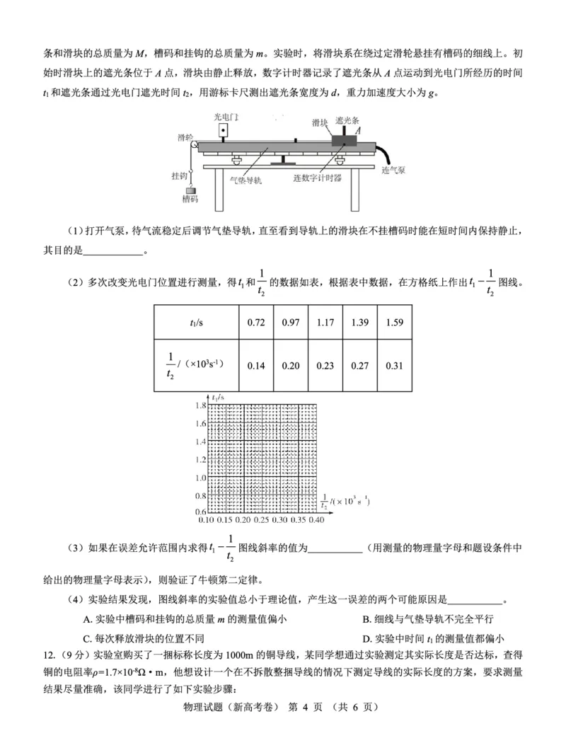 新高考卷名校教研联盟2024届高三4月联考物理(1)_2024年5月_025月合集_2024届名校教研联盟高三4月联考（新高考卷）