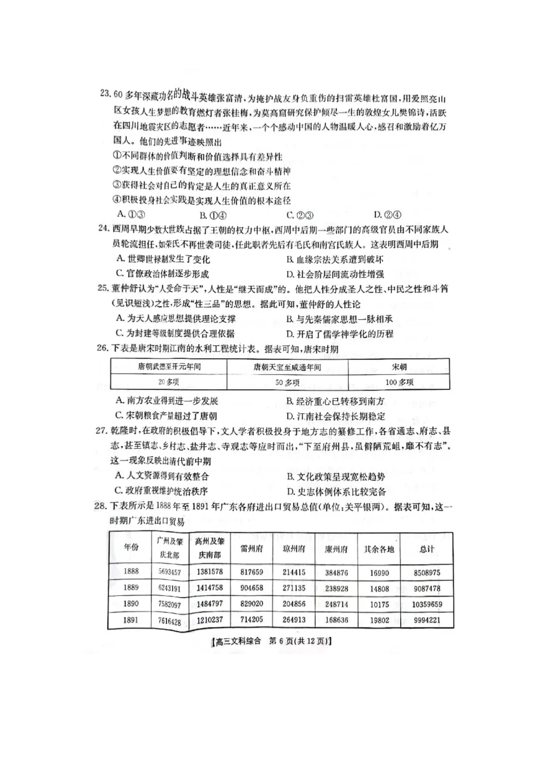 文综_2024年2月_01每日更新_12号_2023届高三金太阳3月联考（4001C和4002C）全国乙卷全科_2023届高三金太阳3月联考（4001C一4002C）全国乙卷文综