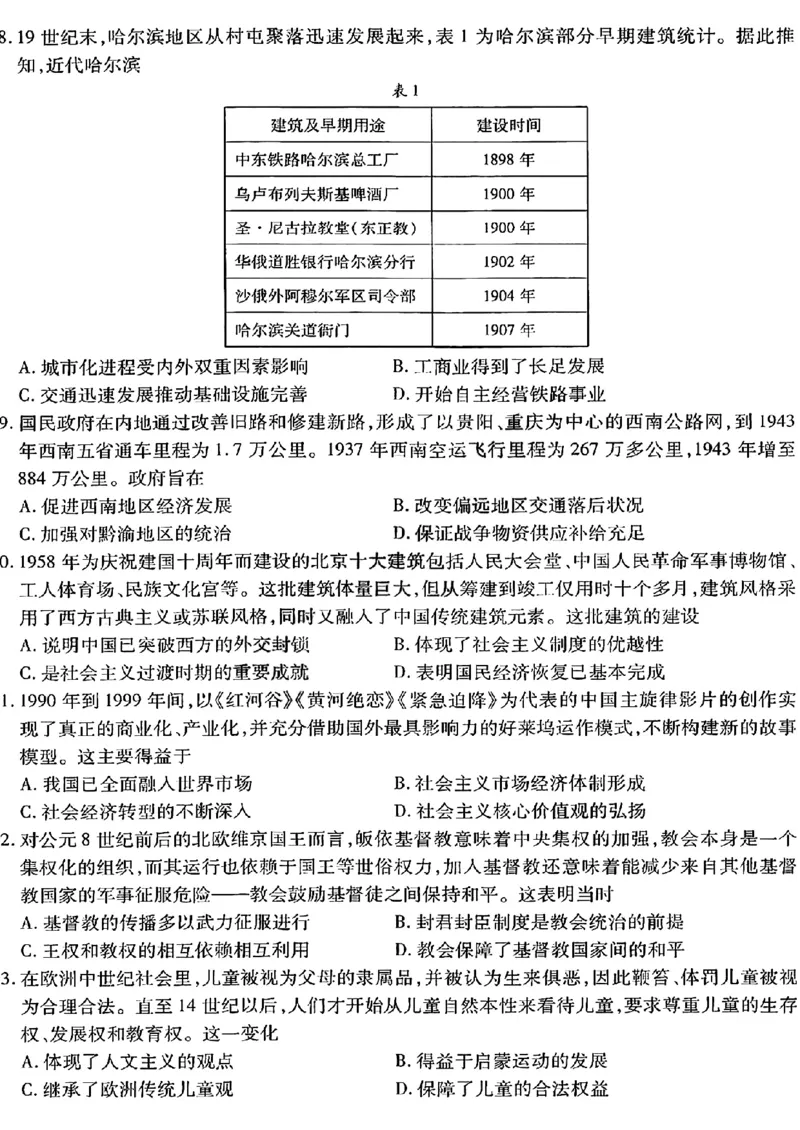 文综2023年东北三省三校高三第一次模拟考试试题（哈师大附中、东北师大附中、辽宁省实验中学）(1)(1)_2024年2月_022月合集