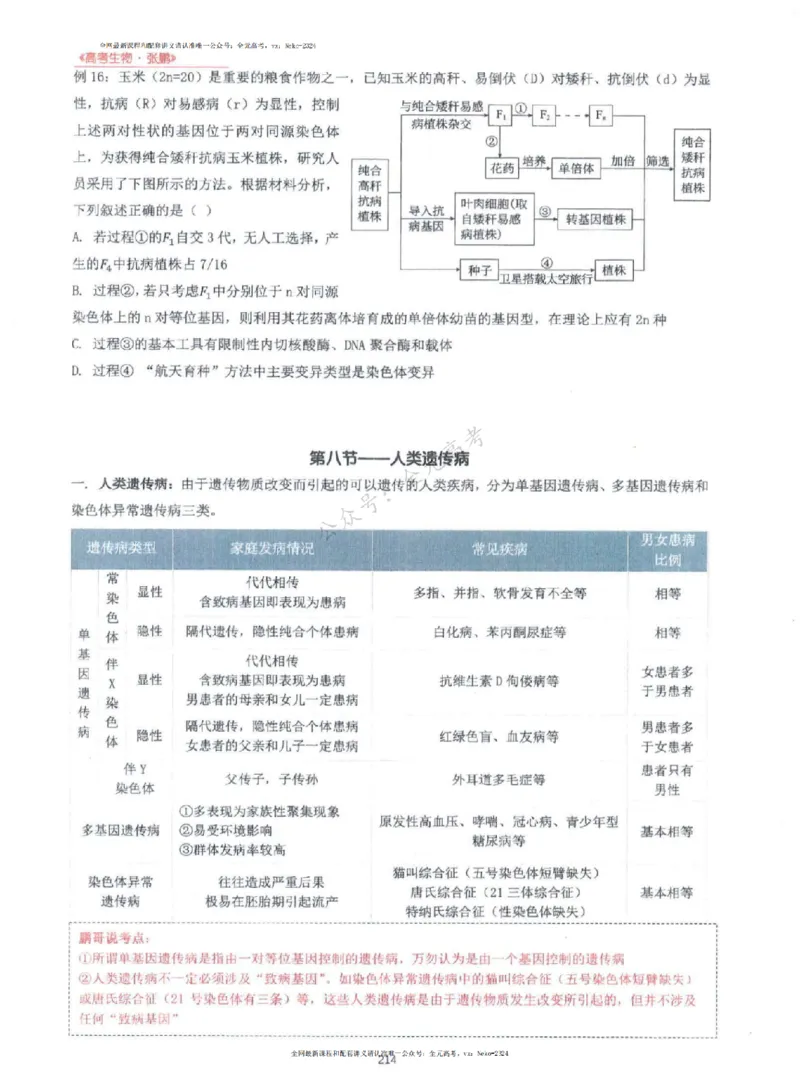 2024张鹏生物一轮复习讲义上_2024-2025高三（6-6月题库）_2024年09月试卷_张鹏