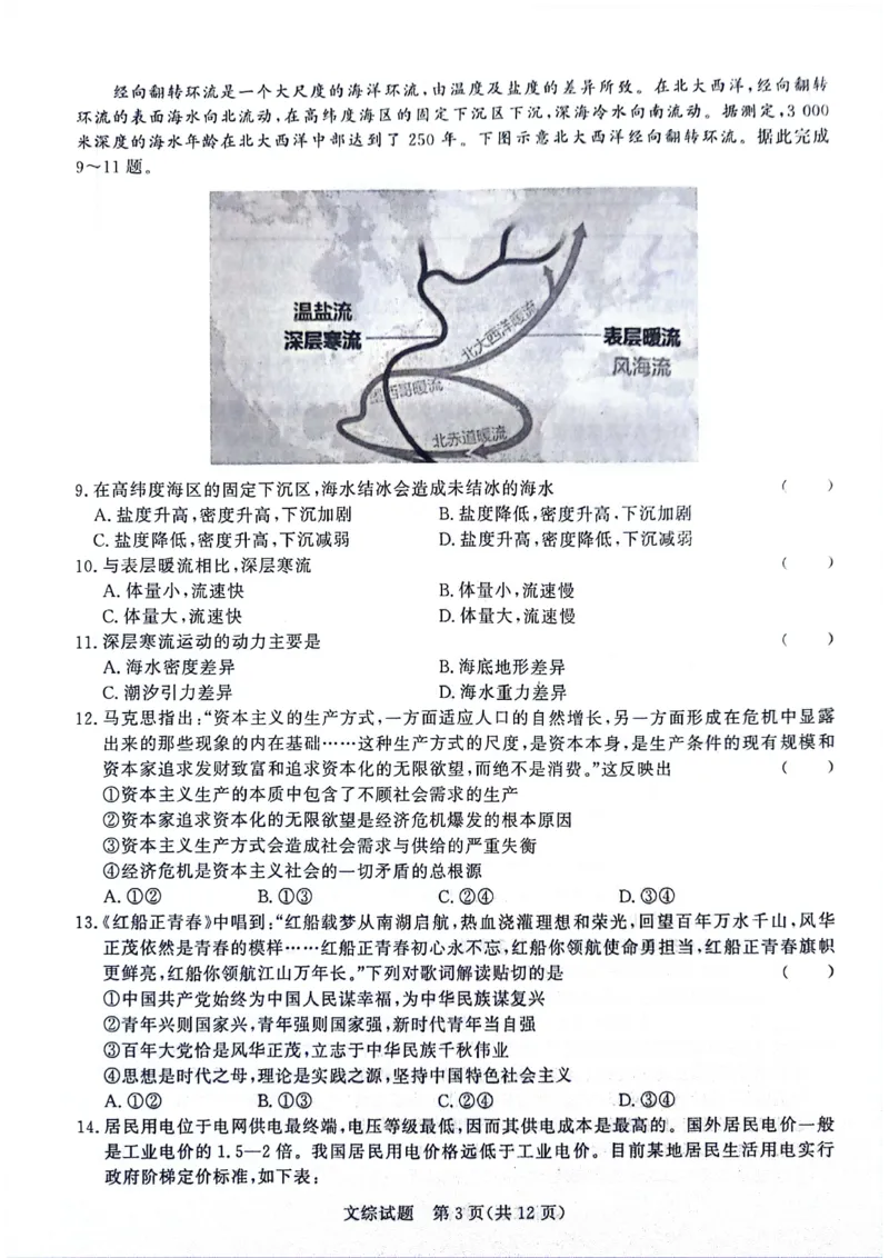 河南省部分重点高中2023-2024学年下学期高三4月大联考-文综_2024年4月_01按日期_20号_2024届青桐鸣高三4月大联考.普高招生全国统一考试
