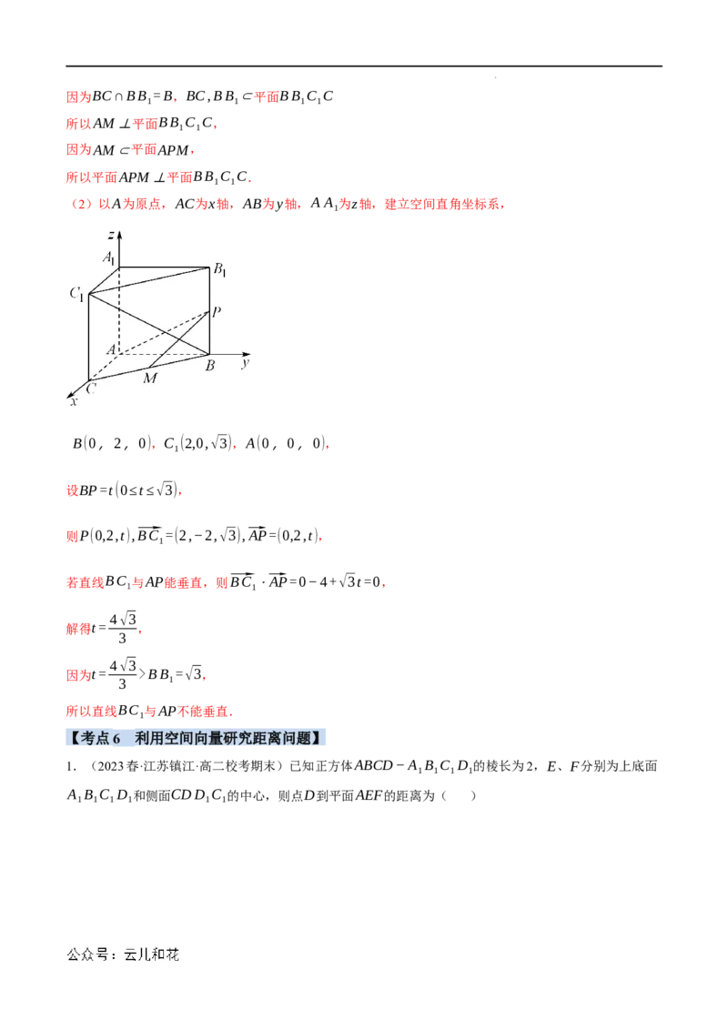 专题1.7空间向量与立体几何全章八类必考压轴题（举一反三）（人教A版2019选择性必修第一册）（解析版）_2024-2025高二（7-7月题库）