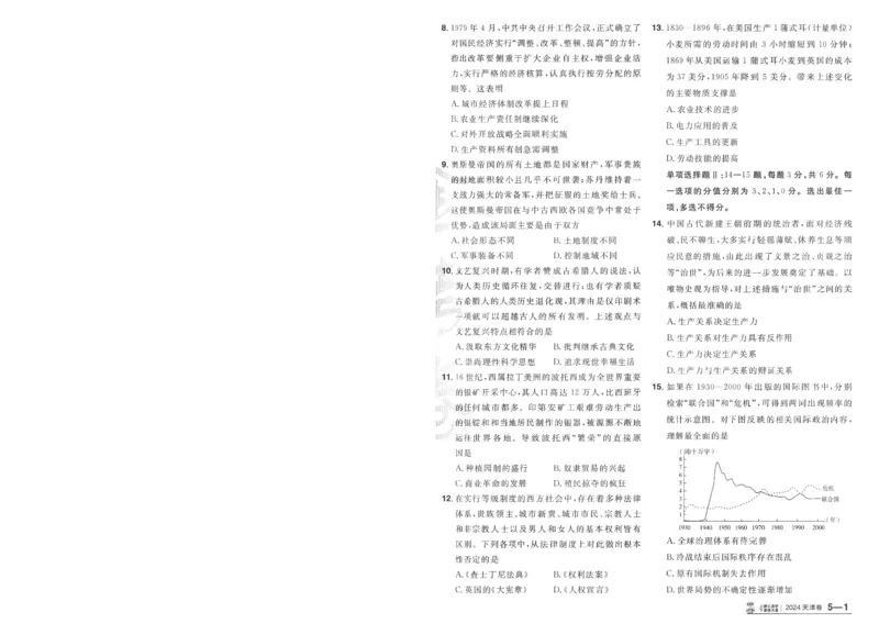 2025《金考卷&middot;特快专递&middot;第4期》历史-A4_2024-2025高三（6-6月题库）_2025年01月试卷_01012025《金考卷&middot;特快专递&middot;第4期》_历史