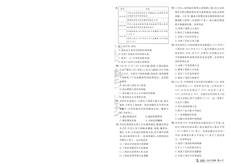 2025《金考卷&middot;特快专递&middot;第4期》历史-A4_2024-2025高三（6-6月题库）_2025年01月试卷_01012025《金考卷&middot;特快专递&middot;第4期》_历史