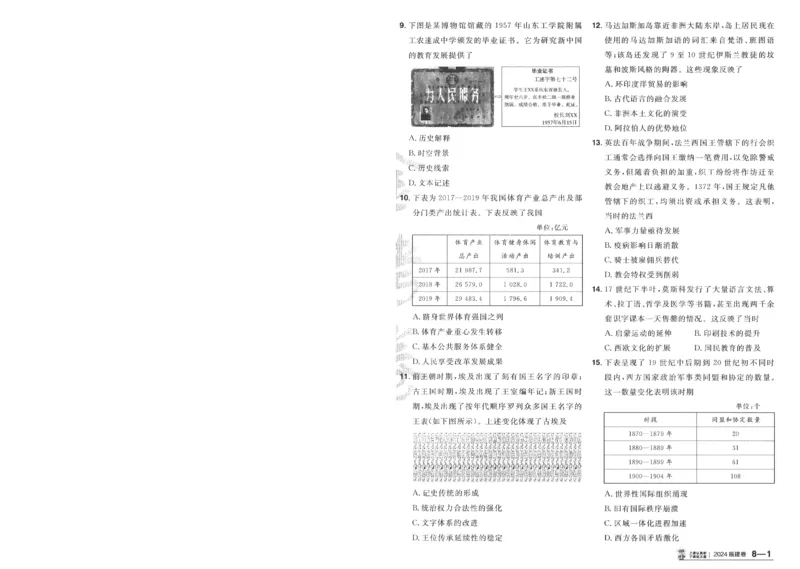 2025《金考卷&middot;特快专递&middot;第4期》历史-A4_2024-2025高三（6-6月题库）_2025年01月试卷_01012025《金考卷&middot;特快专递&middot;第4期》_历史