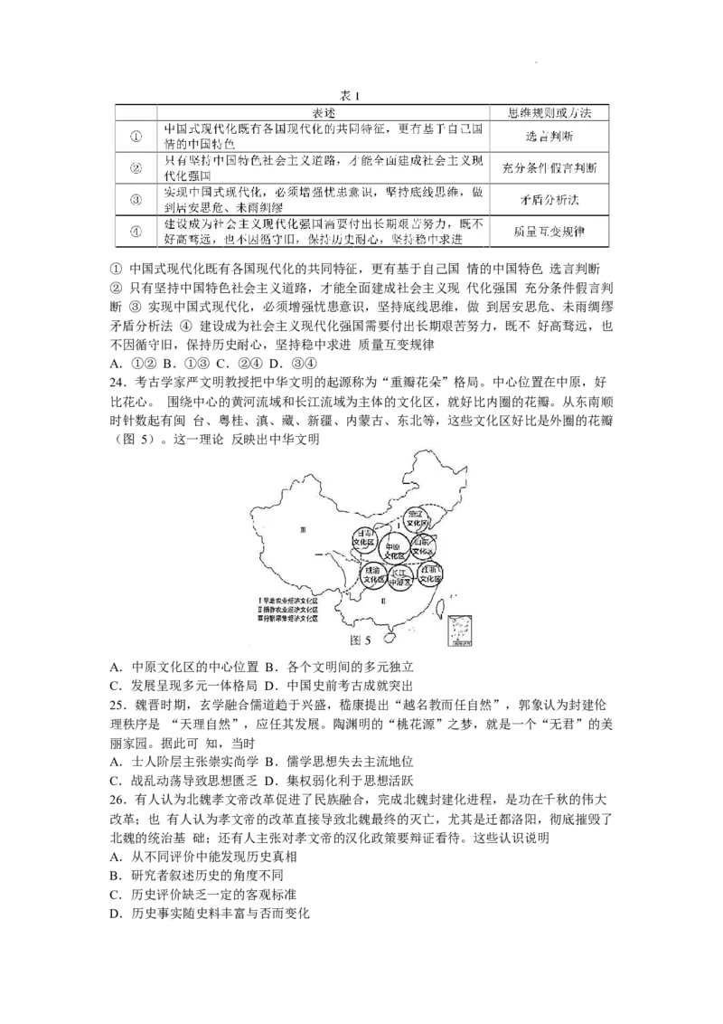 THUSSAT中学生标准学术能力诊断性测试2023-2024学年高三上学期11月月考文科综合试卷（含答案）(1)_2023年11月_0211月合集_2024届THUSSAT中学生标准学术能力诊断性测试高三上学期11月月考