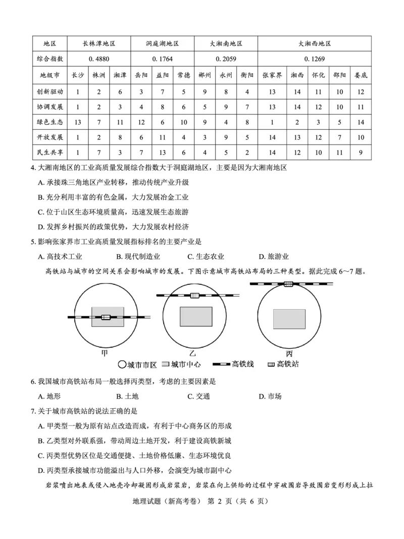 新高考卷名校教研联盟2024届高三4月联考地理(1)_2024年5月_025月合集_2024届名校教研联盟高三4月联考（新高考卷）