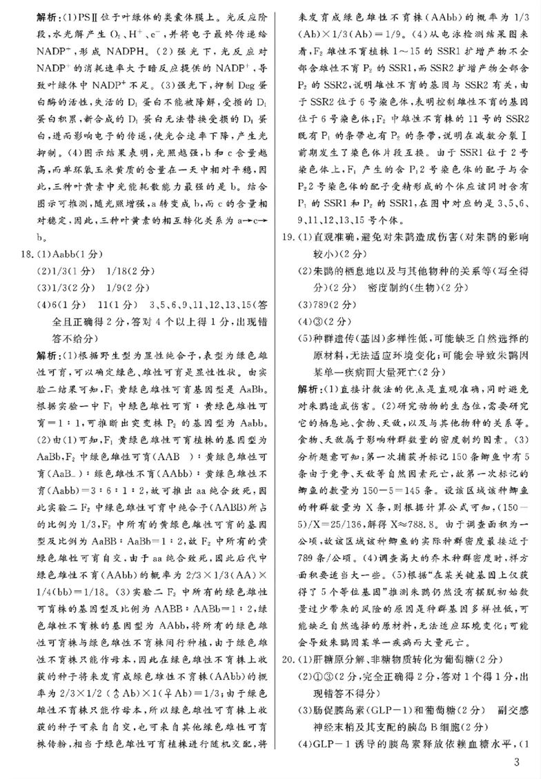 2025届三省G20示范高中12月高三联考生物答案_2024-2025高三（6-6月题库）_2024年12月试卷_1222豫皖赣三省G20示范高中2024-2025学年高三上学期12月联考（全科）