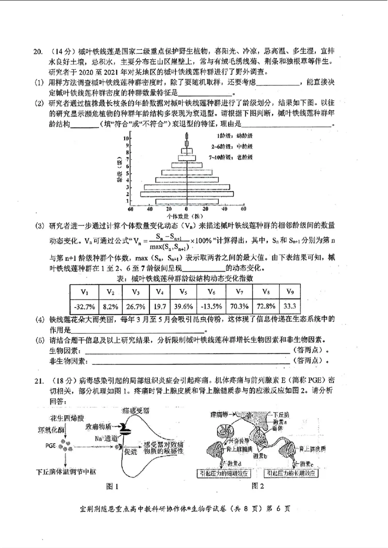 湖北省2024年宜荆荆随恩高三5月联考（二模）生物试题+答案(1)_2024年5月_025月合集_2024届湖北省宜荆荆随恩高三下学期5月联考(二模)