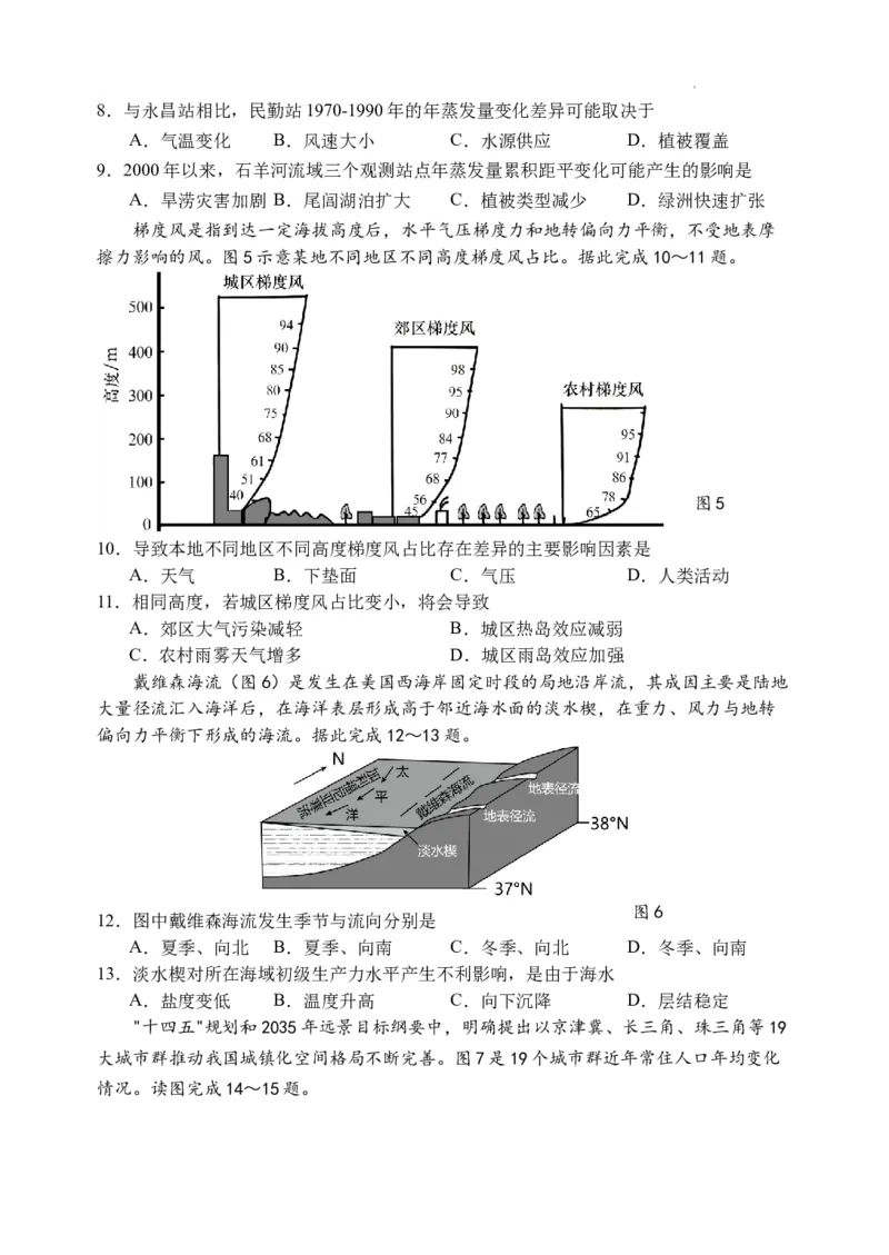 江苏省扬州中学2024届高三下学期阶段练习地理(1)_2024年3月_013月合集_2024届江苏省扬州中学高三下学期阶段练习