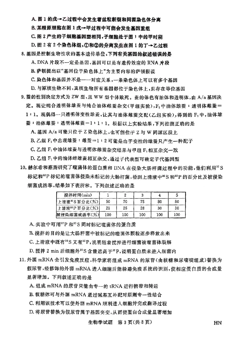 2025届高三金科新未来10月联考生物试卷_2024-2025高三（6-6月题库）_2024年10月试卷_1013河南省2025届高三金科新未来10月联考