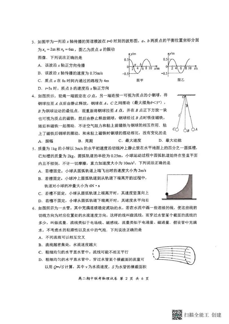2025年湖北云学名校联盟高二年级期中联考2024-2025学年高二下学期物理试卷_2024-2025高二（7-7月题库）_2025年05月试卷_0501湖北省云学名校联盟2024-2025学年高二下学期4月期中联考