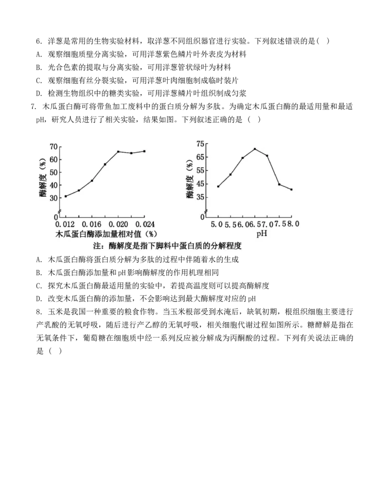 2025届上学期质量检测二_2024-2025高三（6-6月题库）_2024年10月试卷_1021河北省2024-2025学年高三上学期质量检测二_河北省2024-2025学年高三上学期质量检测二生物学试题（含答案）