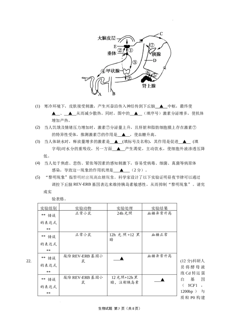11月六校联考选题（终稿）(1)_2023年11月_0211月合集_2024届江苏省南京市六校高三上学期期中联合调研考试_江苏省南京市六校2024届高三上学期期中联合调研考试生物
