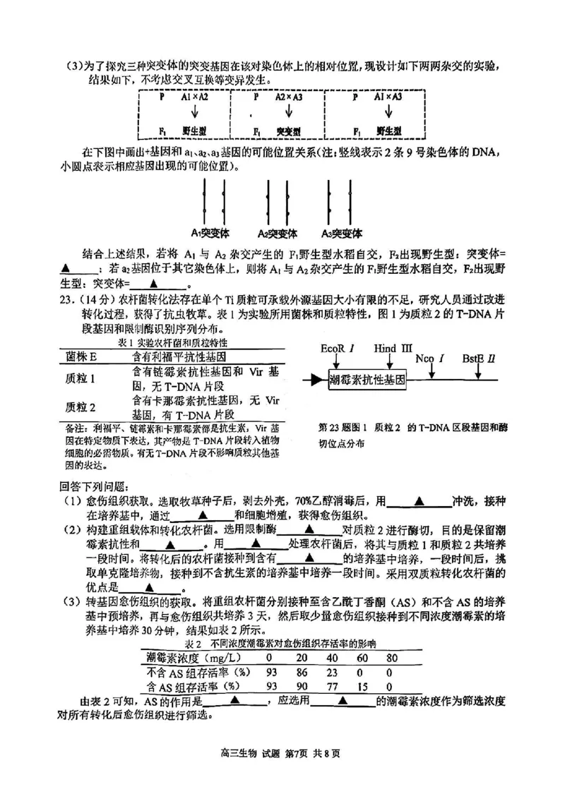 浙江卷浙江省2023学年第二学期浙江精诚联盟适应性联考)(5.15-5.17)生物试卷_2024年5月_01按日期_21号_2024届浙江省第二学期浙江精诚联盟适应性联考
