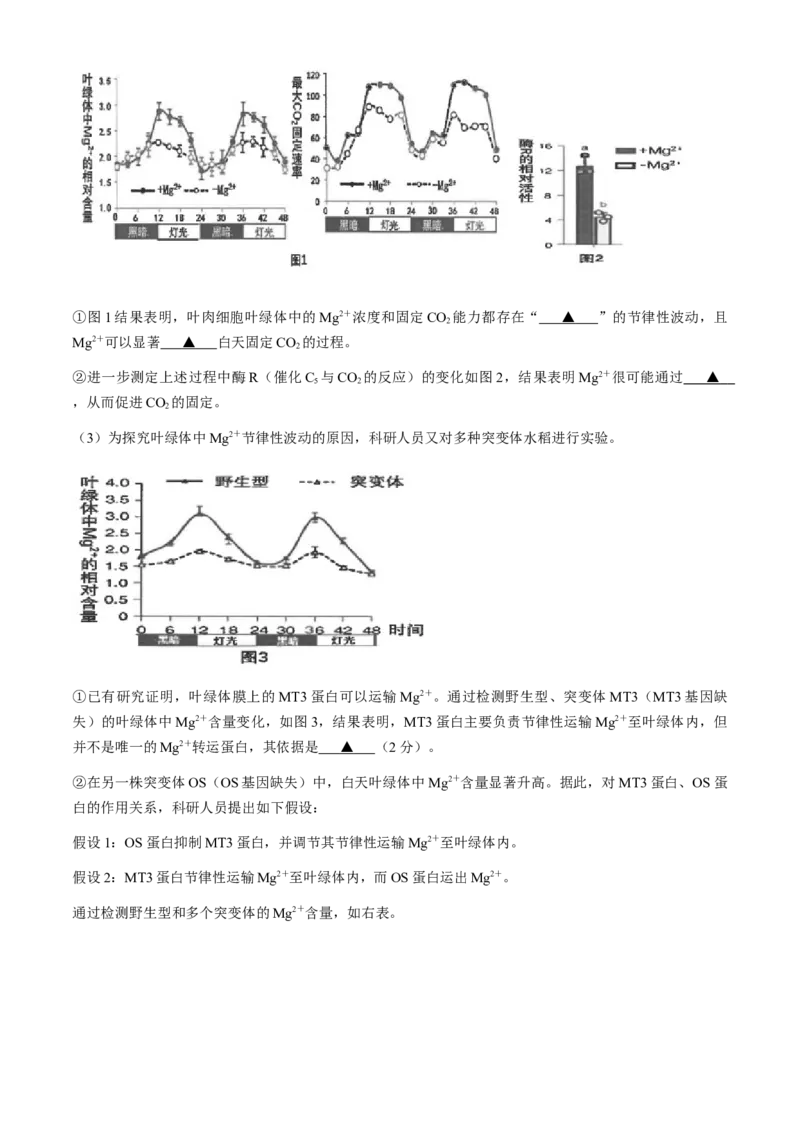 江苏省南通市海安高级中学2023&mdash;2024学年高三下学期第二次模拟考试生物试题(1)_2024年4月_024月合集_2024届江苏南通海安高级中学高三下第二次模拟考试