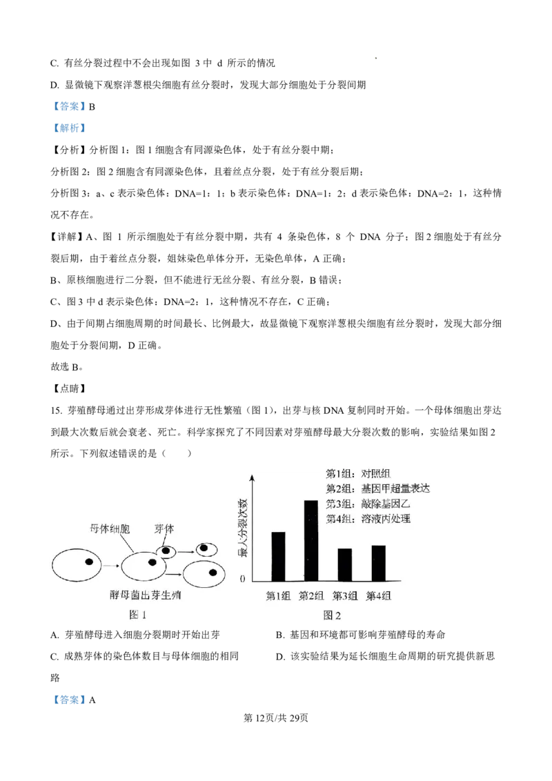2025届河北省衡水中学高三10月综合素质测评（二）-生物试题+答案_2024-2025高三（6-6月题库）_2024年10月试卷_10142025届河北省衡水中学高三10月综合素质测评（二）