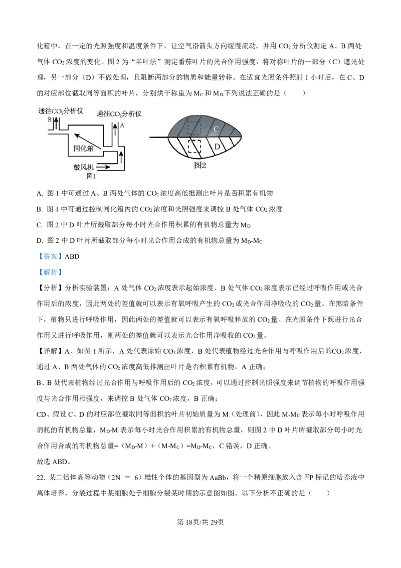 2025届河北省衡水中学高三10月综合素质测评（二）-生物试题+答案_2024-2025高三（6-6月题库）_2024年10月试卷_10142025届河北省衡水中学高三10月综合素质测评（二）