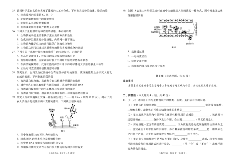 下关一中教育集团2023～2024学年高一年级上学期期中考生物-试卷(1)_2023年11月_0211月合集_2024届云南省大理下关第一中学高三上学期11月期中考试