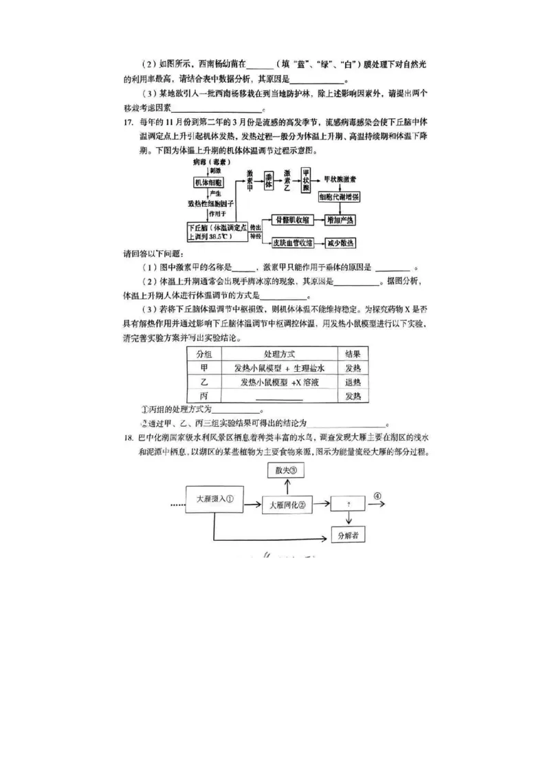 2025届四川省巴中市高三9月零诊考试-生物试题+答案_2024-2025高三（6-6月题库）_2024年09月试卷_09212025届四川省巴中市高三9月零诊考试