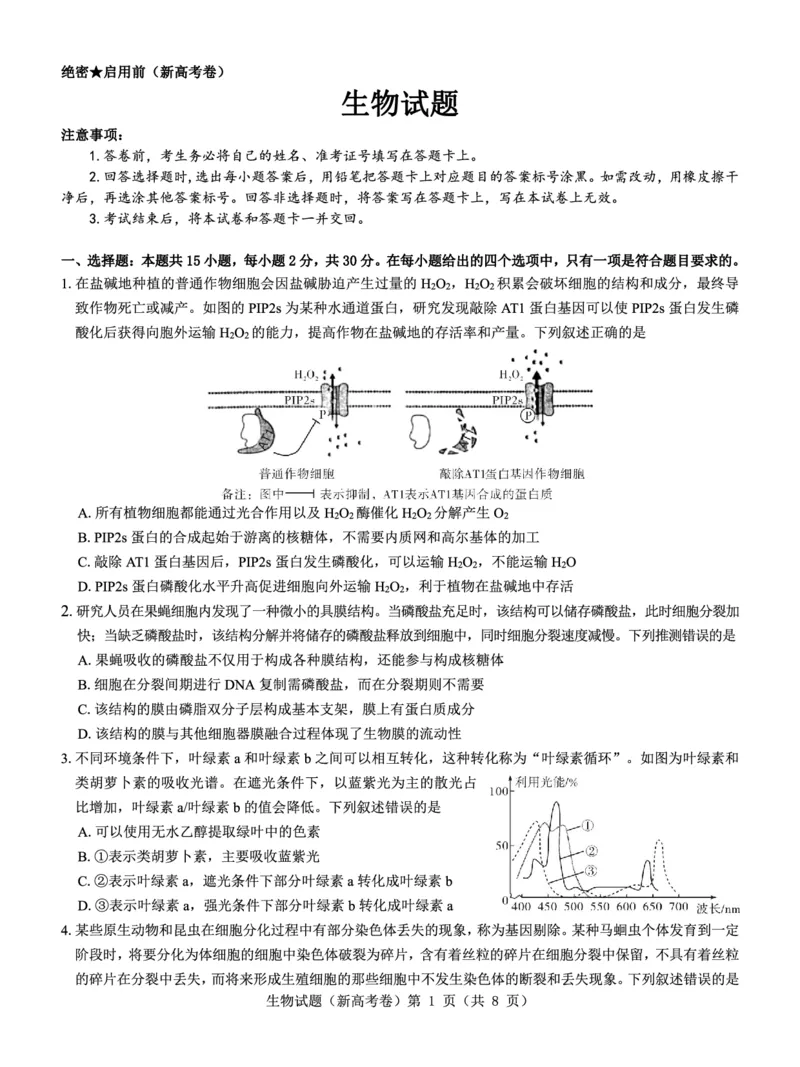 新高考卷名校教研联盟2024届高三3月联考生物_2024年3月_013月合集_2024届名校教研联盟高三3月联考（新高考卷）_名校教研联盟2024届高三3月联考（新高考卷）生物