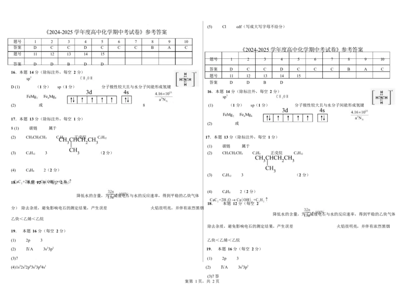 化学（终版）2024-2025学年度高二化学期中考试卷_2024-2025高二（7-7月题库）_2025年05月试卷_0524内蒙古巴彦淖尔市第一中学2024-2025学年高二下学期4月期中考试