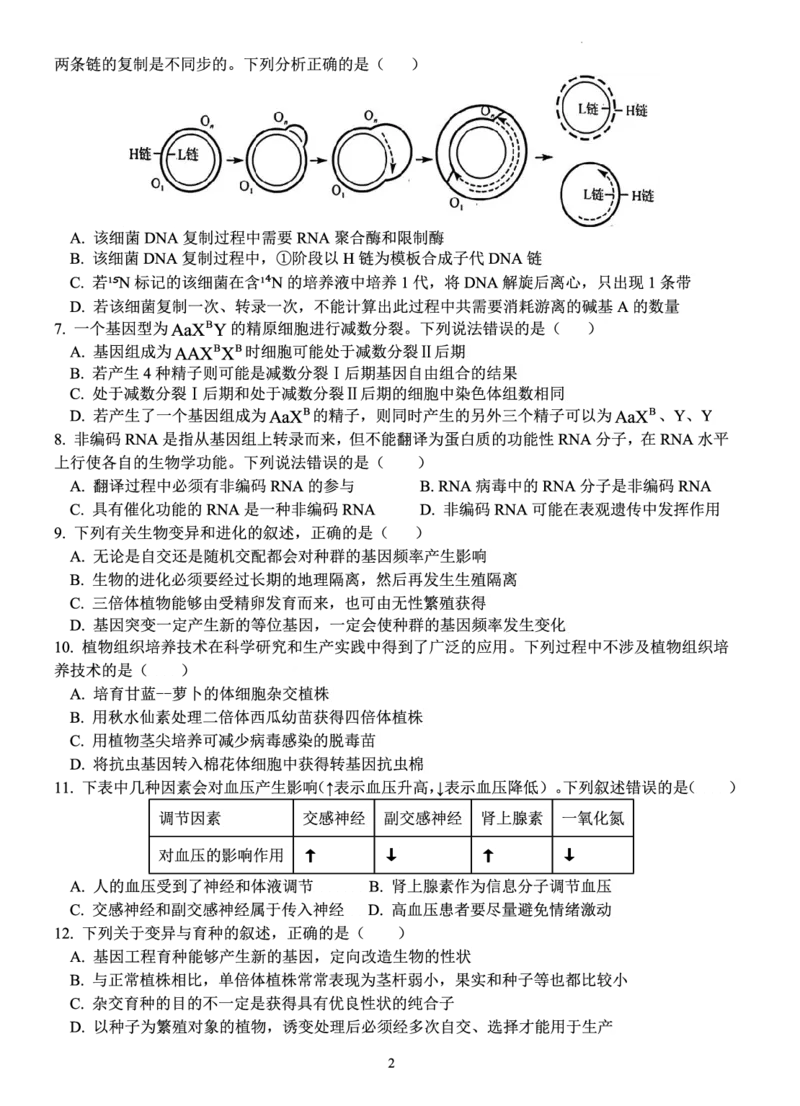 江苏省扬州中学2022-2023学年高三下学期3月月考生物试题(1)_2024年2月_022月合集_2023届江苏省扬州中学高三下学期3月阶段调研全科