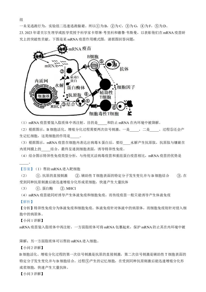 吉林省八校联考2024-2025学年高二上学期1月期末生物试题Word版含解析_2024-2025高二（7-7月题库）_2025年02月试卷_0202吉林省八校联考2024-2025学年高二上学期1月期末考试