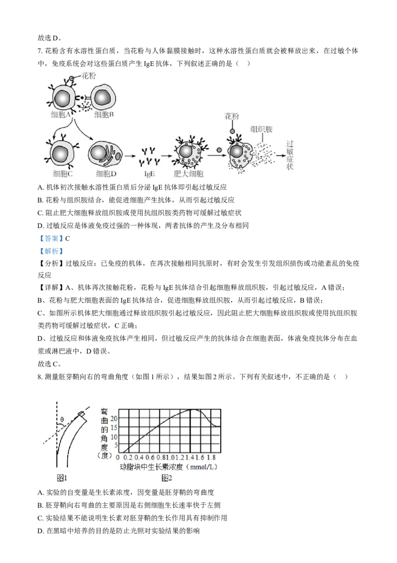 吉林省八校联考2024-2025学年高二上学期1月期末生物试题Word版含解析_2024-2025高二（7-7月题库）_2025年02月试卷_0202吉林省八校联考2024-2025学年高二上学期1月期末考试