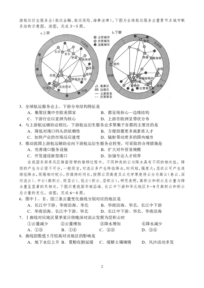河南省八市重点高中2024届高三4月第一次模拟考试&mdash;&mdash;文科综合_2024年4月_01按日期_21号_2024届河南省八市重点高中高三4月第一次模拟考试