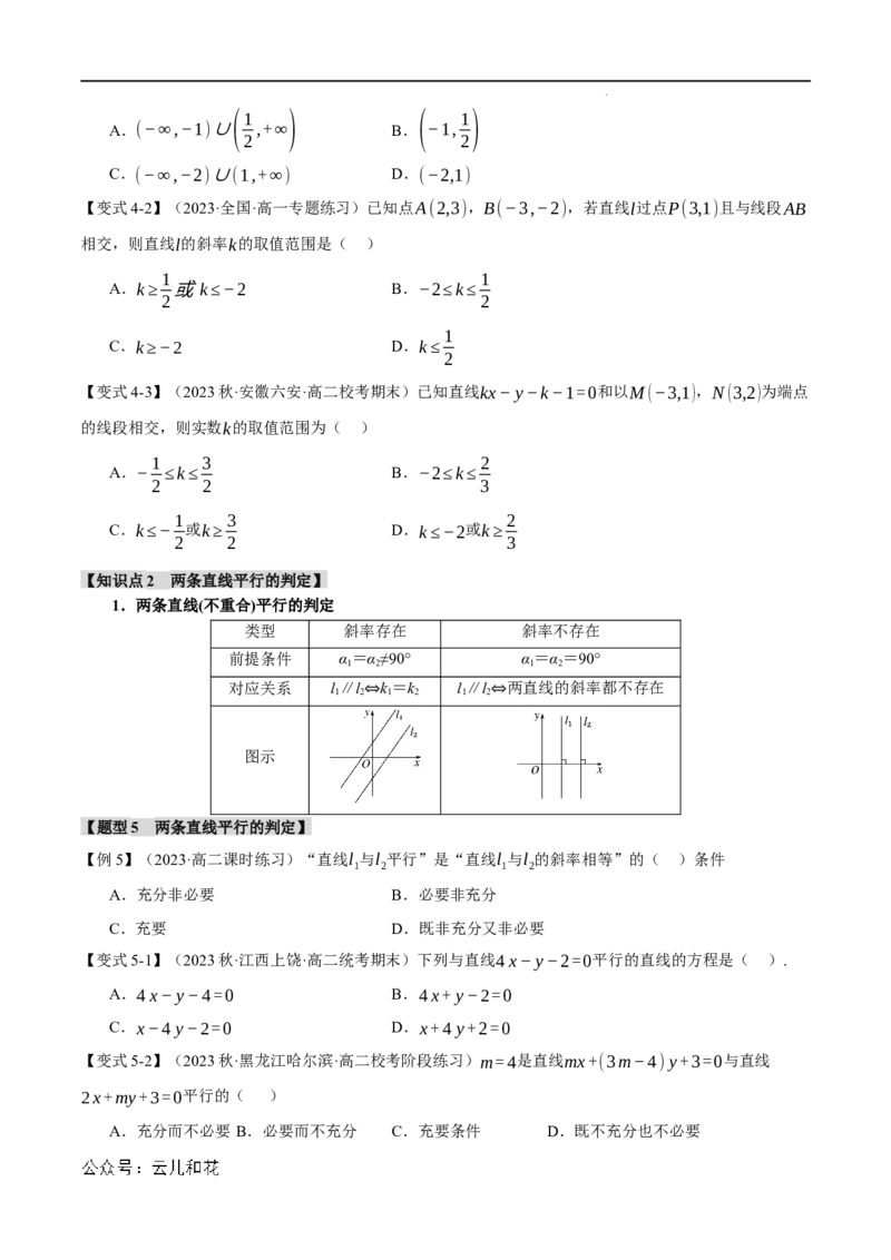 专题2.1直线的倾斜角与斜率九大题型（举一反三）（人教A版2019选择性必修第一册）（原卷版）_2024-2025高二（7-7月题库）