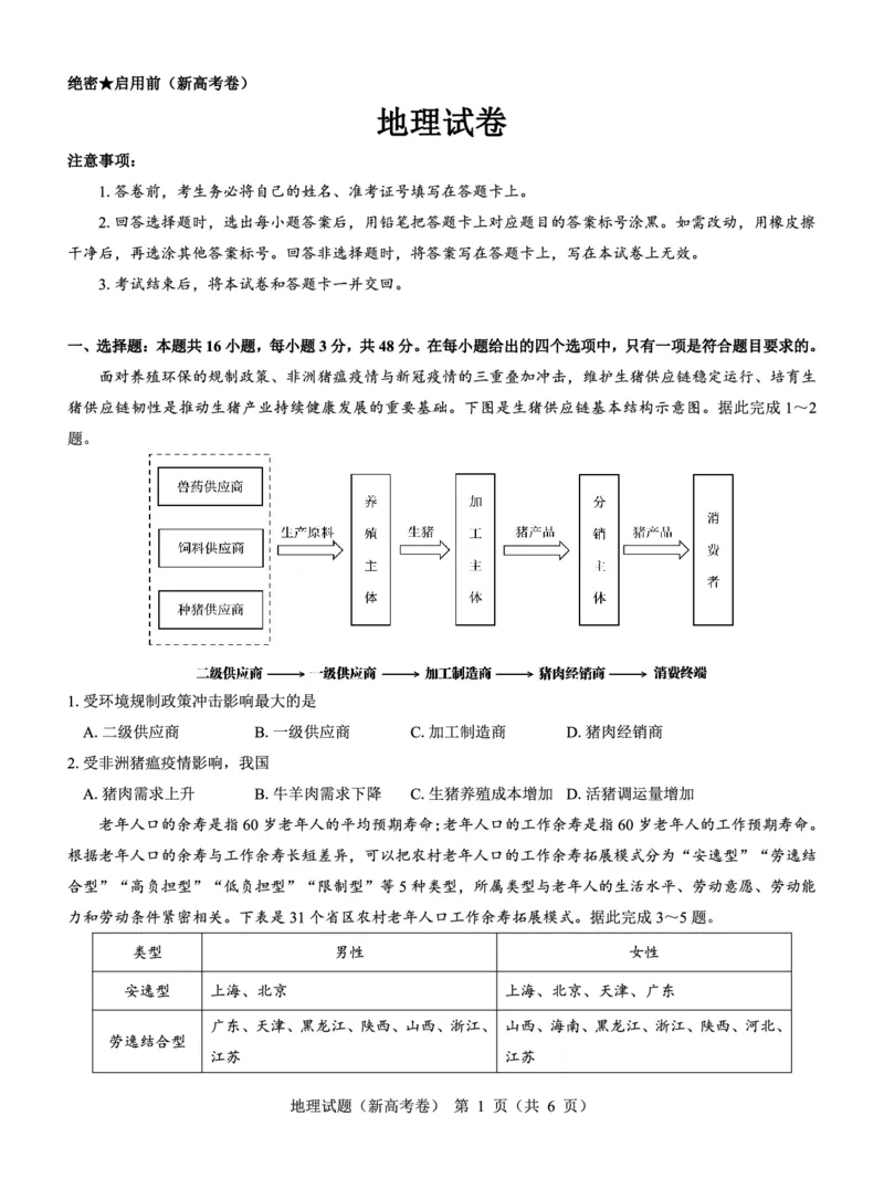 新高考卷名校教研联盟2024届高三3月联考地理_2024年3月_013月合集_2024届名校教研联盟高三3月联考（新高考卷）_名校教研联盟2024届高三3月联考（新高考卷）地理