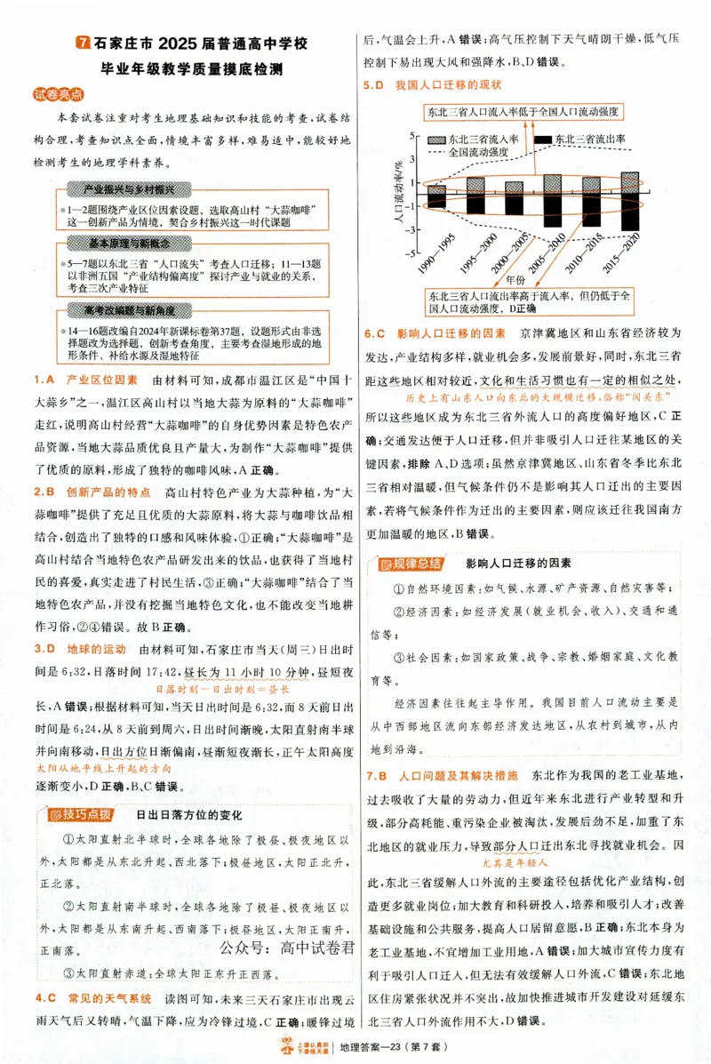 2025《金考卷&middot;特快专递&middot;第4期》地理-答案_2024-2025高三（6-6月题库）_2025年01月试卷_01012025《金考卷&middot;特快专递&middot;第4期》_地理