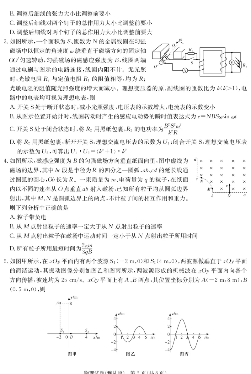 湖南省雅礼中学2023届高三适月考卷（七）物理_2024年2月_01每日更新_13号_2023届湖南省长沙市雅礼中学高三下学期月考（七）全科