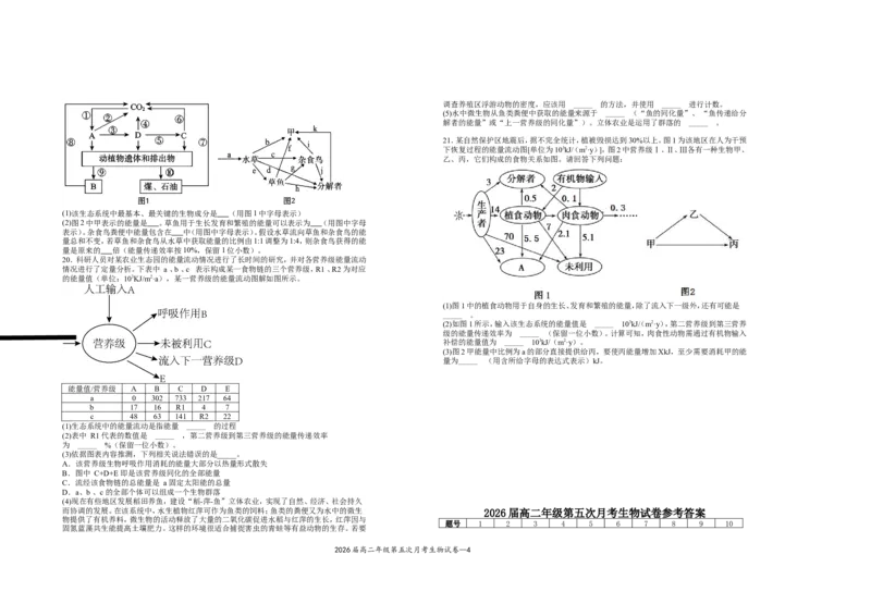 22026届高二年级第五次月考生物试卷答题卡(2)_2024-2025高二（7-7月题库）_2025年04月试卷(1)_0406江西省宜春市上高二中2024-2025学年高二下学期3月第五次月考试题