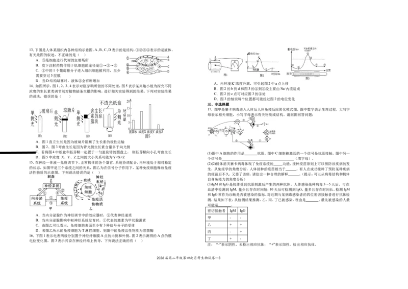 2026届高二年级第四次月考生物试卷_2024-2025高二（7-7月题库）_2025年01月试卷_0105江西省宜春市上高二中2024-2025学年高二上学期12月月考试题