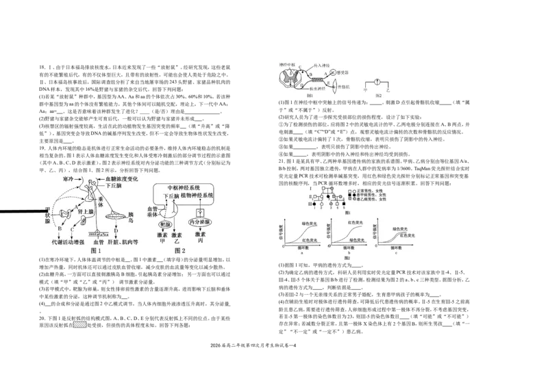 2026届高二年级第四次月考生物试卷_2024-2025高二（7-7月题库）_2025年01月试卷_0105江西省宜春市上高二中2024-2025学年高二上学期12月月考试题