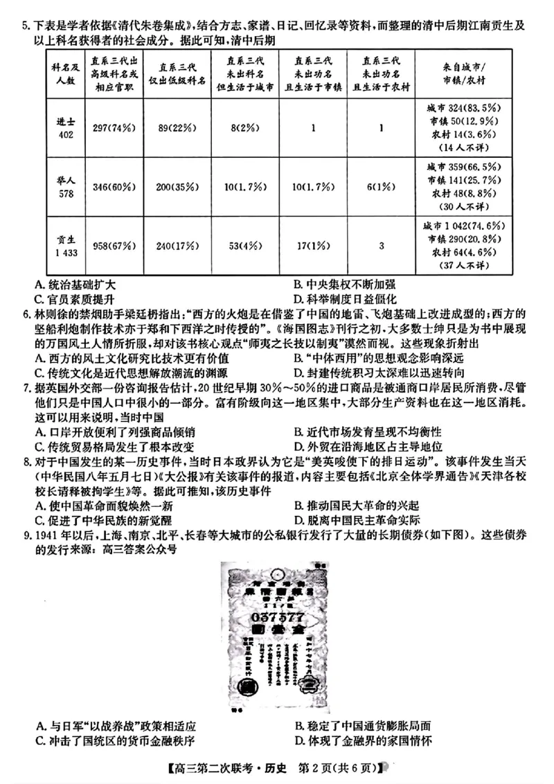 江西重点中学盟校二模历史试题_2024年5月_01按日期_6号_2024届江西省重点中学盟校高三下学期二模_2024届江西省重点中学盟校高三下学期第二次联考历史